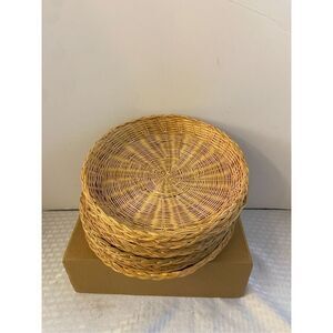 Wicker natural rattan bamboo camping plate holder lot of 10